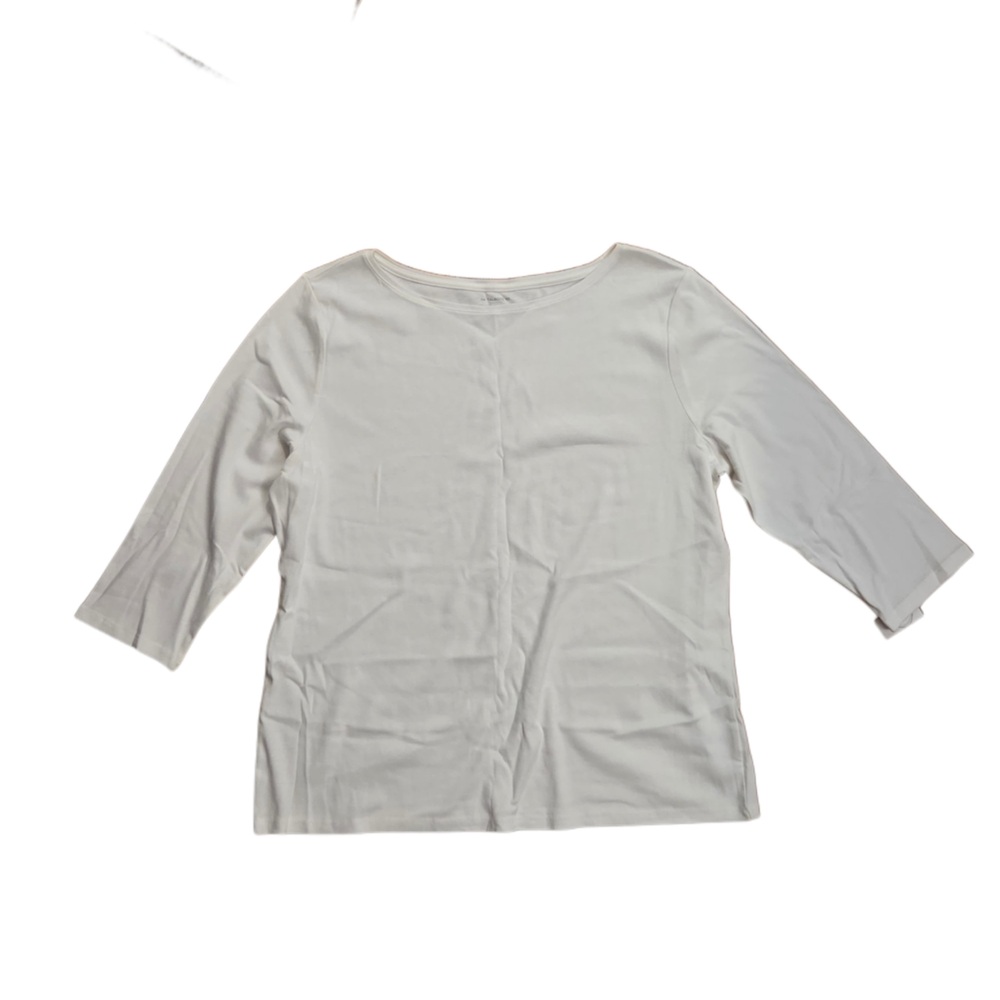 The Talbots Tee Women's White Long Sleeve Crew Neck Top